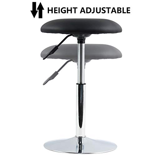 FURWOO Short Round Spa Stool - Height Adjustable Vanity Stool Swivel Bench for Bedroom & Living Room - Black