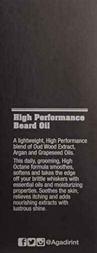 AGADIR Oud Wood Beard Oil, 1.5 Fl Oz