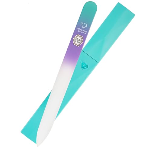 Czech Glass Nail File with Case - Gentle Crystal File for Natural Nails