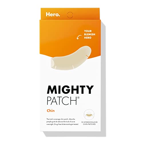 Hero Cosmetics Mighty Patch¢â Chin Patch - XL Contoured Hydrocolloid Chin Patch for Blemishes and Pimples - Non-Irritating (10 Count)