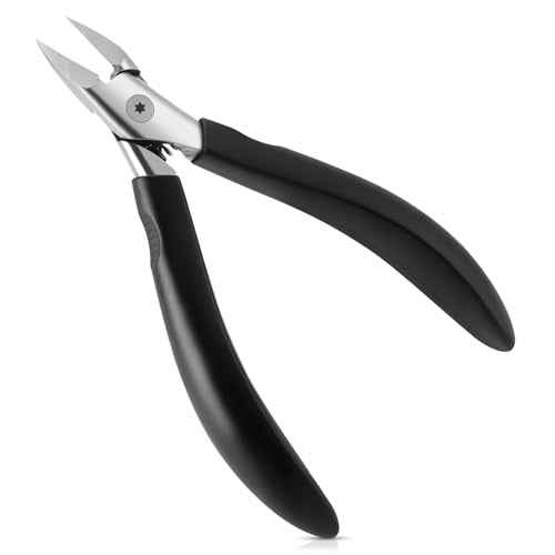 Nail Clippers,Toenail Clipper for Ingrown or Thick Toe Nails,Fingernail Clipper for Men Women Seniors with Stainless Steel Straight Blade Soft Handle Nail Cutter Black