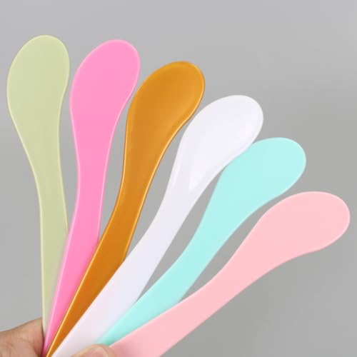 30 Pack Cosmetic Spatula for Makeup Face Mask, Plastic Spoon Disposable Beauty Tools, 6.1"x 1.57", 6 Color, Multipurpose DIY Mixing, Skincare, Sampling, Waxing, Handmade Facial Mask Cream