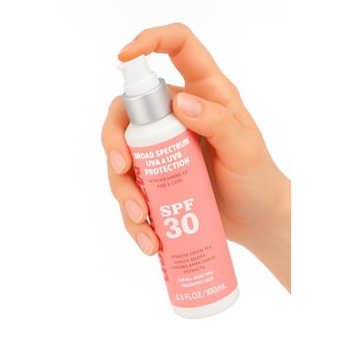 Sunscreen for face - Advanced Protection SPF 30, Full Spectrum UVA/UVB, Fragrance-Free, Lightweight, Vitamins C,E, Zinc Oxide, Japanese Green Tea, Gingko Biloba, Ginseng, Licorice Extracts 3.3 FL.OZ