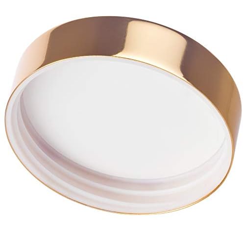 (12 Pack) 8 oz Clear Plastic Low Profile Wide Mouth Jar with Gold Metal Overshell Lid