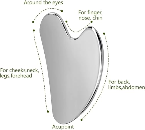 Stainless Steel Gua Sha Facial Tool for Face & Jawline - Silver Variation
