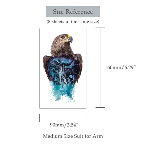 8 Sheet Watercolor Temporary Tattoos for Adults