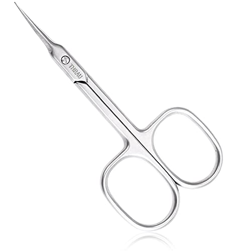 THRAU Cuticle Scissors Extra Fine for Manicure and Pedicure, Curved Blade Nail Scissors, Precise Pointed Tip Grooming Kit for Eyebrow, Eyelash, Trim Nail and Dry Skin, Small Scissors