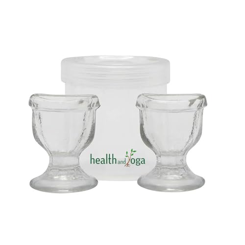 HealthAndYoga¢â ChillEyes Transparent Glass Eye Wash Cup - Effective Eye Rinse and Cleansing ? Eco-Friendly, Non-Reactive, Safe and Comfortable (Clear - Set of 2)