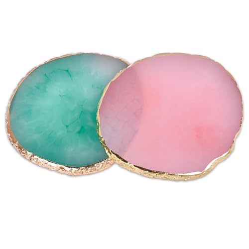 2-Piece Resin Nail Art Palette Set with Gold Edge