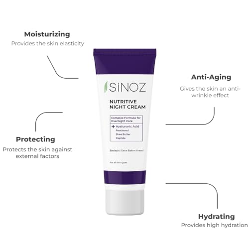 Sinoz Night Care Cream | Anti-Wrinkle Face Cream with Shea Butter & Panthenol | Skin Renewal & Hydration While You Sleep | For All Skin Types | 50 ml