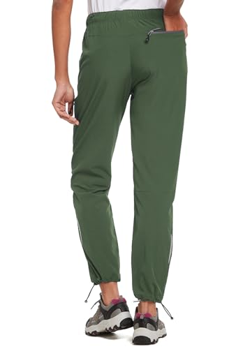 BALEAF Women's Petite Hiking Pants Lightweight Quick Dry Water Resistant Cargo Pants 27'' Inseam for All Seasons Army Green Size S