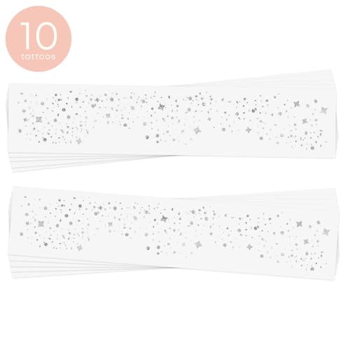 GALACTIC SILVER FACE FRECKLES set of 10 premium festival waterproof temporary metallic silver foil face Flash Tattoos | silver freckles, metallic face flash, face shimmer, freckles