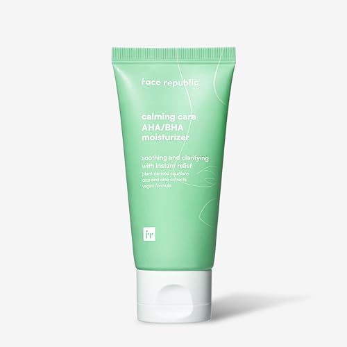 Face Republic Calming Care AHA/BHA Moisturizer 50ml 1.69 fl oz | Soothing Gel Cream | Lightweight | Clarifying & Moisturizing | Squalane, Cica, Aloe | For oily, irritated skin | Vegan Korean Skincare