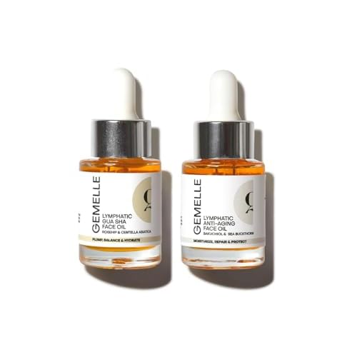 GEMELLE Lymphatic Gua Sha Face Oil + Anti-Aging Face Oil ? Morning & Night 15ml | Reduce Puffiness, Sculpt, Hydrate, Repair & Protect | Premium Natural Botanical Oil | Use with Gua Sha Facial Tools
