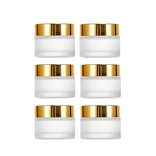 6-Pack 15ml Frosted Glass Cosmetic Jars with Gold Lids