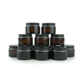 1oz Amber Glass Jar with Black Lid - 12 Pack for Beauty Products