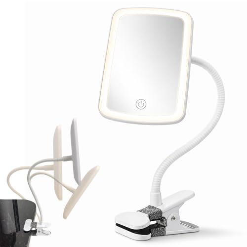 Ezcora Lighted Makeup Mirror with Clip-On Gooseneck – Portable & Rechargeable