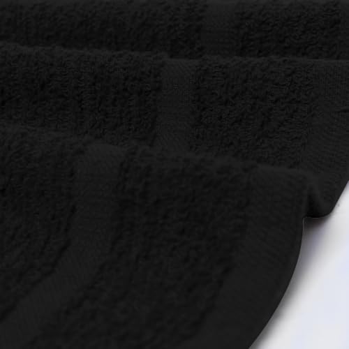Avalon Towels Cotton Washcloths ? (Pack of 48) Size 12x12 Inches, 100% Ring Spun Cotton, Soft & Absorbent Face Towels, Gym Towels, Hotel and Spa Quality, Reusable Fingertip Towels (Black)
