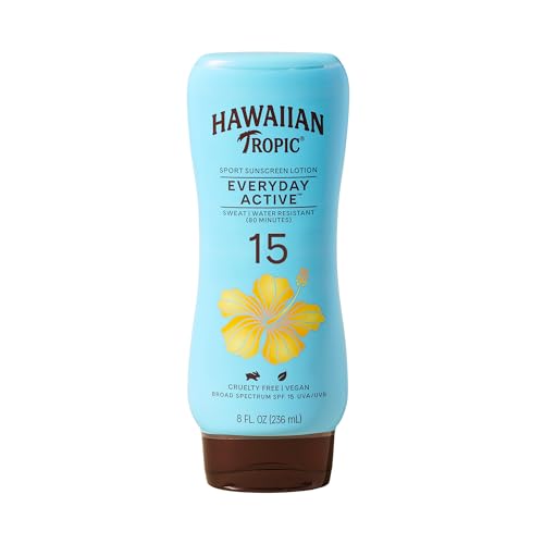 Hawaiian Tropic Everyday Active Lotion Sunscreen SPF 15, 8oz | Hawaiian Tropic Sunscreen SPF 15, Sunblock, Broad Spectrum Sunscreen, Oxybenzone Free Sunscreen, Water Resistant Sunscreen, 8oz