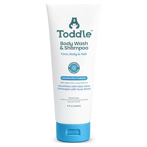 3-in-1 Probiotic Baby Shampoo and Body Wash, Plant-Based Kids¡¯ and Toddler Body Wash for Sensitive Skin with Aloe and Lactic Acid, Fragrance-Free, Pediatrician Tested, 8 oz