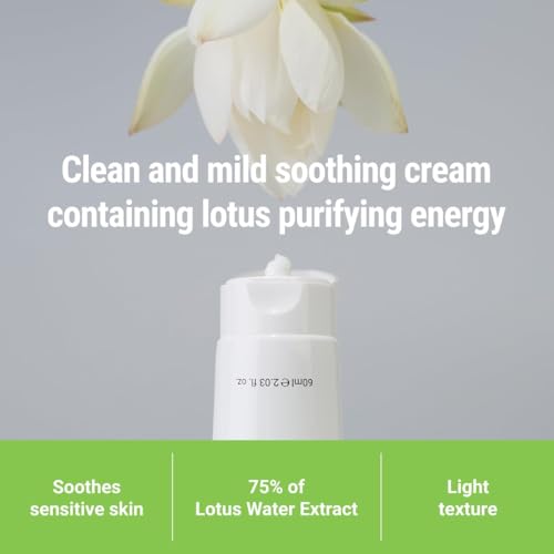 ROVECTIN Calming Lotus Cream ? Lightweight Hydrating & Soothing Moisturizer Face Cream for Sensitive Skin | 75% Lotus Water Extract & Niacinamide for Anti-Aging | Vegan Korean Skincare (2.03 fl oz)