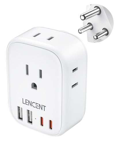 European Travel Plug Adapter, LENCENT International Type-C Foldable Power Plug with 4 Outlets, USB C Charger Adaptor, US to Most of Europe EU Iceland Spain Italy France Germany, Cruise Ship Approved