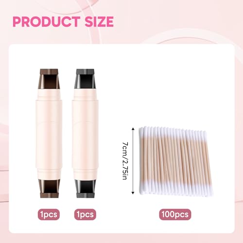 Rotating Eyeliner Stamp Pen - 2pc Wing Kit with 100 Cotton Swabs