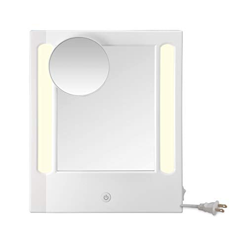 Conair Lighted Makeup Mirror, LED Vanity Mirror, 1X/5X Magnifying Mirror, Corded in Glossy White