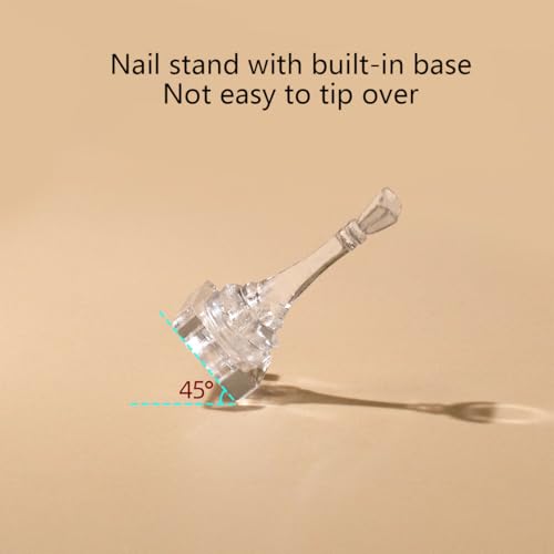 FSpronail Clear Nail Display Stand Set for Press-On Nail Art Practice & Display - Includes 2 Acrylic Bases & Reusable Adhesive Pads