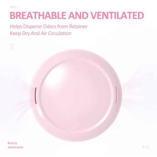 Retainer Case Slim Aligner Case with Vent Holes Removable Inner Tray Silicone for Easy Cleaning, Retainer Removal Tool and Brush (Opaque Pink)
