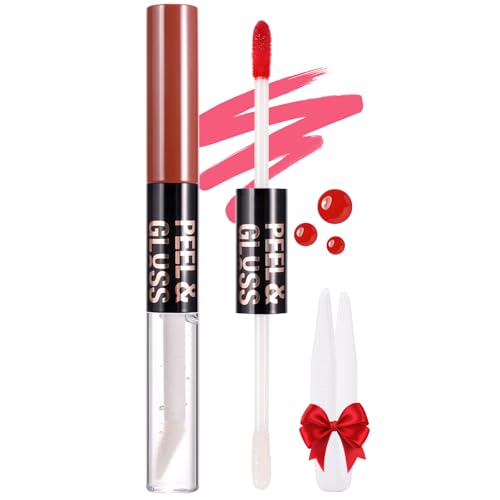 Peel Off Lip Stain & Gloss Duo with Tweezer - Waterproof Matte & Glossy
