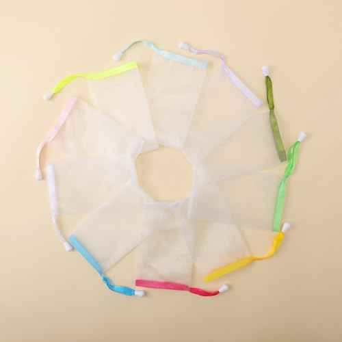 Sunnyray 50 Pcs 10 Colors Mesh Soap Bags Handmade Soap Bubble Bags with Drawstring Exfoliating Mesh Pouch for Foaming and Drying for Shower Body Facial Cleaning Tool
