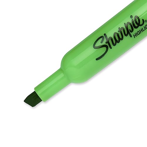 Sharpie Tank Style Highlighters, Chisel Tip, Fluorescent Green, Box of 12