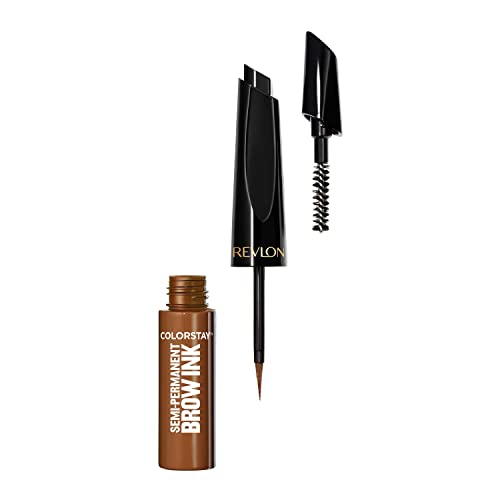 Revlon ColorStay 5-in-1 Semi-Permanent Brow Ink with Spoolie Brush, Waterproof, Transfer-proof, Smudge-proof, Easy to Remove Eyebrow Makeup, 351 Warm Brown Ink, 0.09 fl oz.