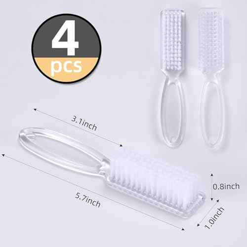 Yebeauty Nail Brush Fingernail Cleaner, 4 Pcs Hand Scrub Cleaning Brush Plastic Hand Finger Toes Scrubbing Brush, Pedicure Nail Scrubber