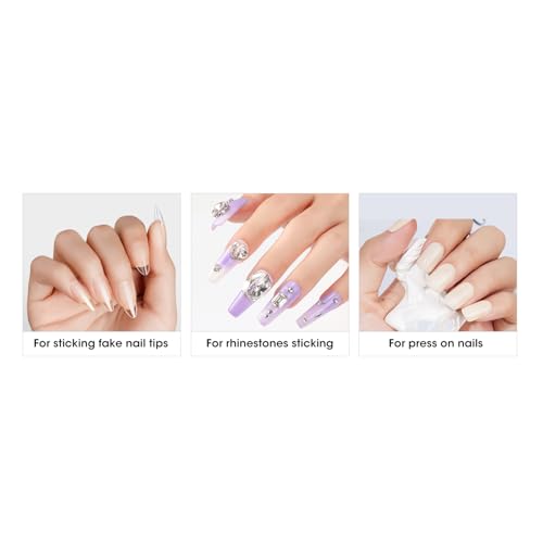Curvlife 15g Clear Soft Gel Nail Glue for Press On Nails & Nail Tips - 3 in 1