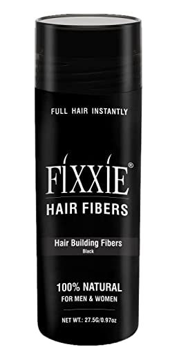FIXXIE Black Hair Fibers for Thinning Hair 27.5g Bottle - Natural Keratin Hair Concealer for Men & Women
