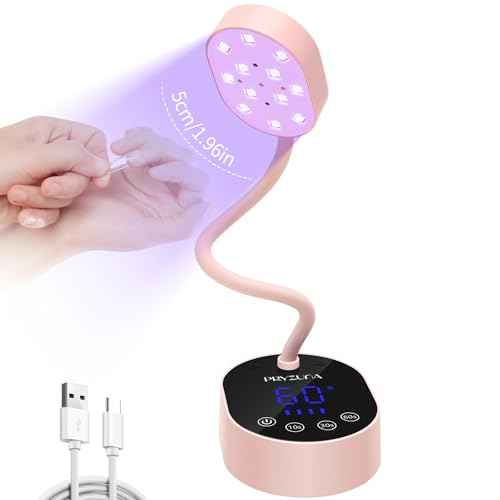 UV LED Nail Lamp, Gooseneck Gel X Mini Flash Cure Lamp, 36W Cordless Portable USB Rechargeable Nail Dryer with Auto Sensor, 4 Timers & LCD Display for DIY Home Manicure (Pink)