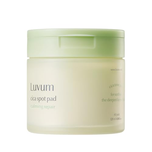 LUVUM Calming Cica Spot Pad - Centella Toner Pads - Advanced Calming & Soothing - Hydrating Toner Formula - Calming Solution for Sensitive Skin - Korean Skin Care, 60 pads