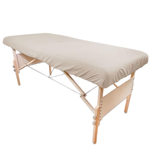Body Linen Simplicity Poly Cotton Massage Table Fitted Sheets 28-32 Inches - Natural 1 Pack