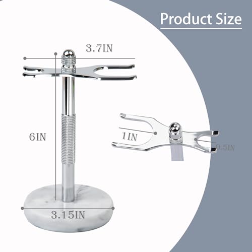 Razor and Brush Stand,Marble Base Razor Holder is More Stable,the Base Will Not Rust and the Fitted Protective Spacer Protects Your Countertop.Better Decoration as a Gift(White)