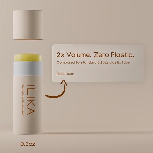 ILIKA 100% Natural Lip Balm - 2X Volume, Organic, Plastic-free, Vegan, COSMOS Certified Organic, PETA Certified, Plant-Based, Biodegradable tube, 2 Pack, Vanilla & Peppermint - 0.3 oz each