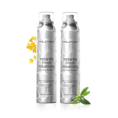 HALOVIDA Invisible Dry Shampoo for Dark Hair, 2-Pack, 5.07 Fl Oz