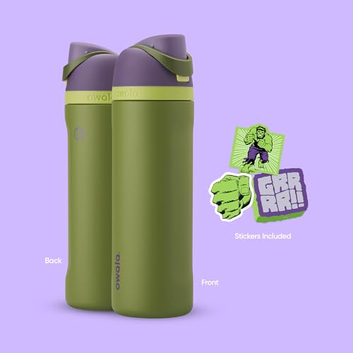 Owala Marvel FreeSip Insulated Stainless Steel Water Bottle with Straw for Sports and Travel, BPA-Free Sports Water Bottle, 24 oz, Hulk