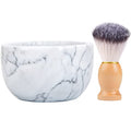 Marble Shaving Bowl for Shaving Soap & Cream, Shave Soap Cup Keep Warm Better, Produce Rich Foam Shaving Mug, Easy to Lather, Shaving Cup Gift for Men(White Grey)