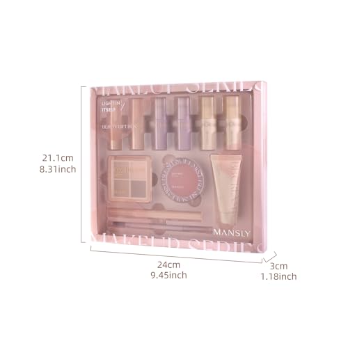 LAMUSELAND All in One Makeup Set Full Kit, 11 Pieces Professional Makeup Gift Set for Women Girls, include Lip Gloss, Eyebrow, Eyeliner, Eyeshadow, Blush, BB Cream (A)