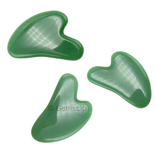 GEMSCITE | Gua Sha Stone | Face Manual Massage Tool Original |Green Jade | Scraping | Heart shaped | for Body Skin Beauty Facial | Face Slimming - Wholesalegemshop