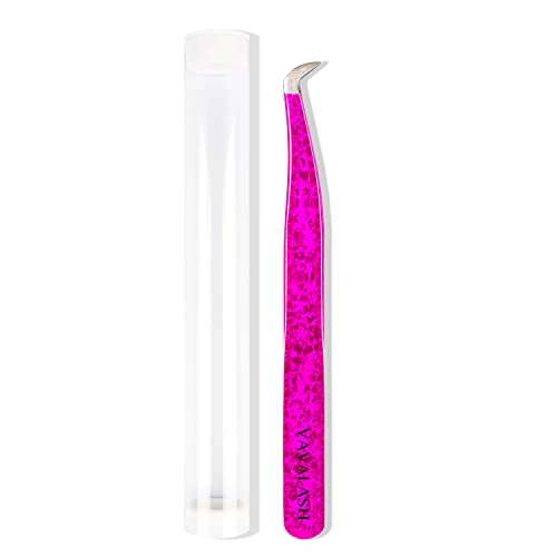 VAVALASH Lash Tweezers For Eyelash Extensions Pink Ice Crack Boot Tweezers For Making Volume And Classic Fans 1 PCS Professional Individual Lashes Tweezer (Pink, V01）