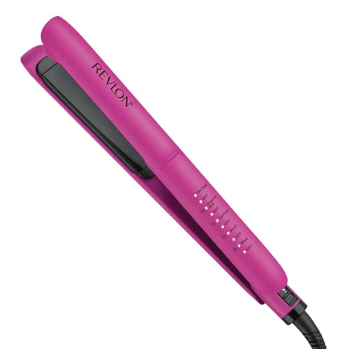 REVLON Ceramic Tourmaline 1" Flat Iron - Hair Straightener Evenly Distributes Heat for Less Damage, 5 Preset Temperatures for All Hair Types