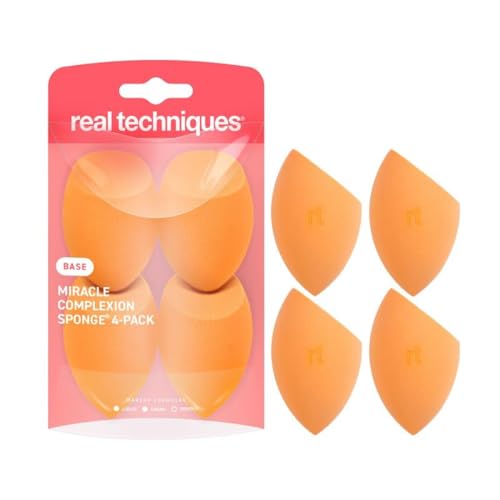 Real Techniques Miracle Complexion Sponge Set - 4 Pack for Flawless Makeup